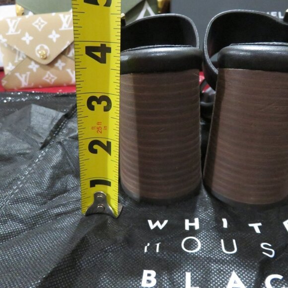 White House Black Market Bamboo Buckle Leather Mid-Heel Sandal size 7 Black NWT - Picture 5 of 16